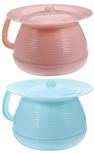 Baluue Orinatoio Portatile in Plastica Pp con Coperchio 2 Pezzi Facile da Pulire per Bambini e Anziani per Uso Domestico e Viaggi di Emergenza