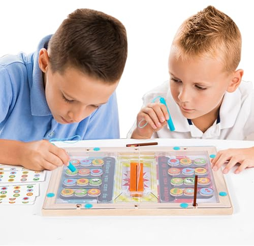 Magnetisk färglabyrint – inlärningsspel i trä vårkrav | Matchande brädspel – för barn resor klassrum lekrum flickor hemskola familjekvällar