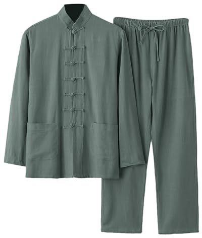 Costume Traditionnel Chinois D'arts Martiaux pour Homme Femme Ensemble Homme 2 Pièces Kung Fu Tai Chi Classique Tangzhuang Chemise Pantalon Tenue D'entraînemen