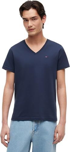 Tommy Jeans Tjm Original Jersey V Neck Tee Dm0dm04410 Top in maglia a maniche corte, Blu (Black Iris), XL Uomo