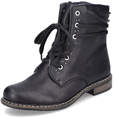 Rieker Damen Schnürstiefeletten 71218, Frauen Stiefeletten,schnürboots,reißverschluss,Boots,Stiefel,Bootee,Booties,schwarz (00),36 EU / 3.5 UK