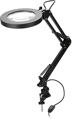 Lámpara de escritorio con aumento de 5 dioptrías, LED con brazo ajustable, de aumento con 2 modos de color, 8 W
