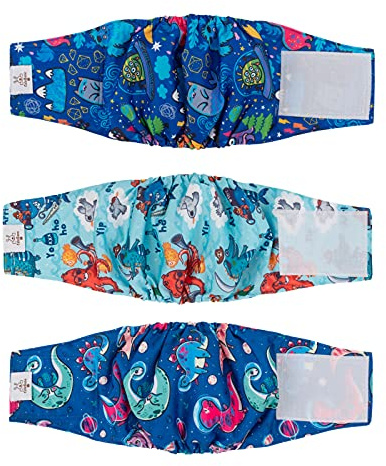 CuteBone 3-pack hundblöjor män små tvättbara kissdynor för hundar DM18S