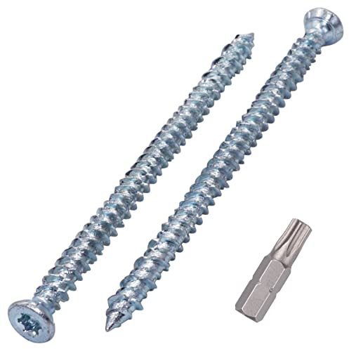 SKIR'CO (8 piezas) Tornillos de hormigón chapados en zinc de 7,5 x 112 mm, cabeza avellanada, tornillos de mampostería