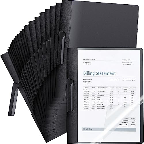 Maitys 25 Pack Clear Report Covers with Clip, Black