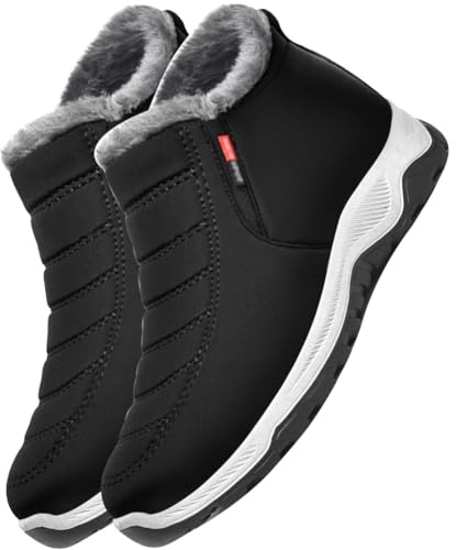 Aocase Zapatillas Personas Mayores Mujer Invierno Cálidas Pantuflas Ajustables en valgo del Pulgar Zapatillas diabéticas Vendaje Zapatos pies lesionados y Zapatos hinchados,Negro,39/245mm