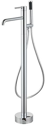 BiaoTeng Grifo De Suelo Para Bañera cromo Monomando Caliente o frío juego de bañera Grifo De Pie Para Bañera Exenta Grifo De BañO Independiente, cromo