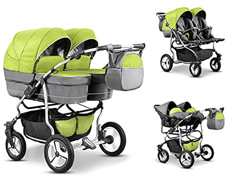 Elcar Zwillingskinderwagen 4 in 1 Twin Star inkl. Autositzen - 16 Farben