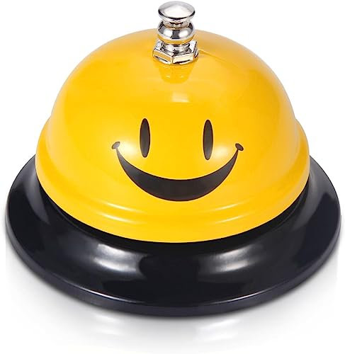 Dzxin Call Bell, Service Bell Desk Table Service Counter Ringing Bell Dinner Desk Bell for The Porter Kitchen Restaurant Bar Hotel Schools (3.3 * 2.3inch Yellow)