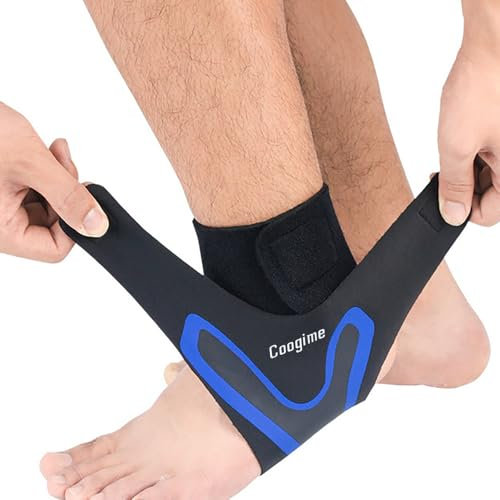Coogime 2 Stück Plantarfasziitis Fußwickel, Knöchelbandage Fussball, Flexible Ankle Brace, Plantarfasziitis Bandage, plantarfasziitis Bandage, Breathable Ankle Brace (Blue, L(EU:42-45))
