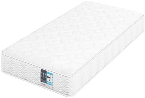 Yaheetech Matratze 90x200 cm Taschenfederkernmatratze 7 Zonen Matratzen Höhe 23 cm Ergonomisch Federkernmatratze Härtegrad H3 Einzelmatratze für Schlafzimmerbett/Weiß