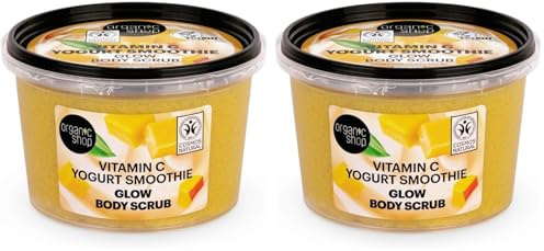 Organic Shop Vitamin C Yogurt Smoothie Glow Body Scrub, 250 ml (Pack of 2)