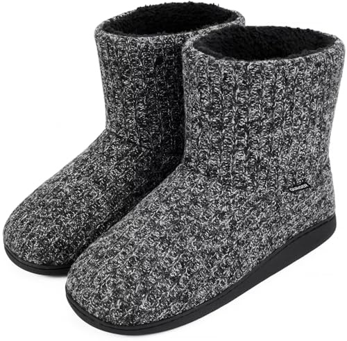 GURGER Zapatillas Casa Bota Hombre Invierno Forro de Peluche Cerradas Pantuflas de Casa Zapatillas de Estar Botines Cálido Gris 44 45