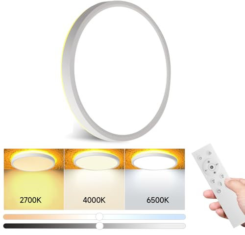 24W Plafoniera LED Soffitto Ultra Sottile Rotonda con 2400LM Lampada da Soffitto 3 Colori 2700K/4000K/6500K Plafoniera Ø22cm IP44 Impermeabile Lampada LED Moderno Ufficio Luce Soffitto 1 Pezzi Bianco