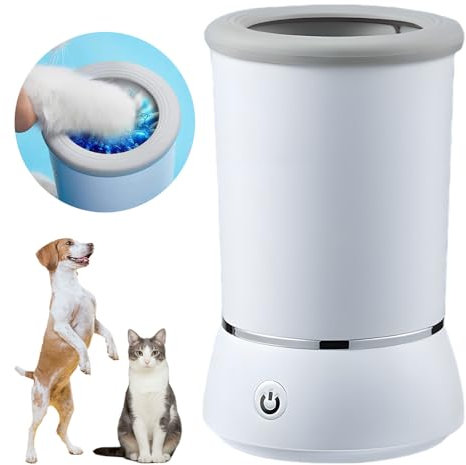 Automatic Dog Paw Cleaner, 2025 Neuestes Elektrisch Hundepfoten Reiniger Pfotenreiniger für Hunde, USB Wiederaufladbar 360° Rundum Hunde Pfotenreiniger für Hunde und Katzen (Weiß)
