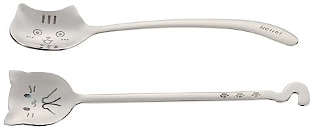 Cabilock 2piezas Cucharas De Acero Inoxidable Ergonómicas Para Café y Postre De Cucharas Adorables Para Hogar Restaurantes y Cafeterías Diseño Cómodo y Duradero