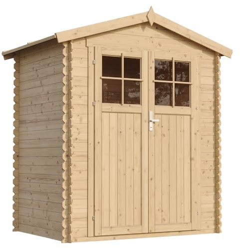 Abri de Jardin en Bois avec Sol TRAITÉ - Stockage extérieur I196xL136xH218 cm/ 1.98 m2 Petit abri à Outils, Local à vélos - TIMBELA M367F+M367G