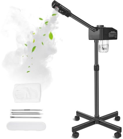 Vaporisateur vertical pour le visage - Nano ionique - Brume chaude - Pour le visage - Sauna à la maison - Pour le salon et la maison - Noir