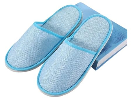 1 par halkfria reseskor för spa, hotell, för män och kvinnor, bomullslinne, all-inclusive eller halva flip-flops damtyg