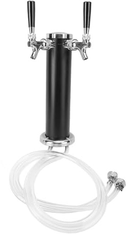Asixxsix Tour de Tirage à Bière Double, Bec Verseur en Acier Inoxydable avec Contrôle Précis du Débit, Installation Facile, Esthétique Cylindrique, pour Tirage à Bière (BLACK)