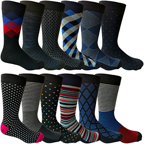 Yacht & Smith Modische Designer-Socken für Herren, gemustert, strukturiertes Design, Premium-Strick, 12 Paar, Einheitsgröße