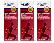 Equate Ultra Strength Pain Relieving Cream Muscle Rub, 4-Ounce Tube (Pack of 3)