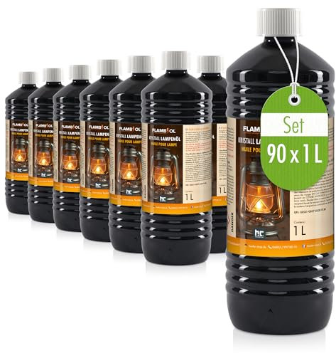 Höfer Chemie 90 x 1 L FLAMBIOL® Lampenöl für Öl-Lampen, Petroleum Lampen & Gartenfackeln