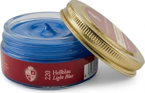 Langer & Messmer feinste Ledercreme zur Glattlederpflege - hochwertige Schuhcreme für die Schuhpflege 50ml | Für alle Glattlederschuhe geeignet | Hellblau