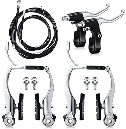 BOAO Complete Bike Brake Set, Front Rear Caliper Lever Brake Cables, Silver