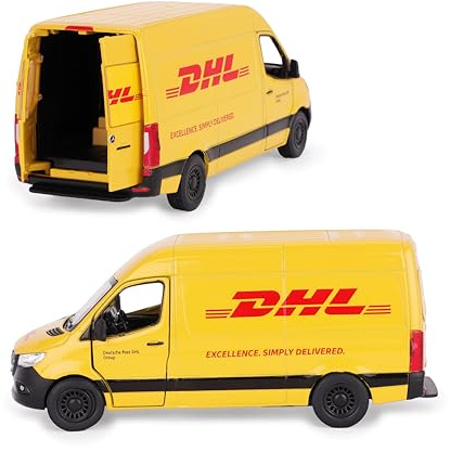 Toyland® DHL Pull Back & Go MB Sprinter Van - Diecast - Skala 1:48 - Leksaksfordon - Lämplig för åldrar 3+
