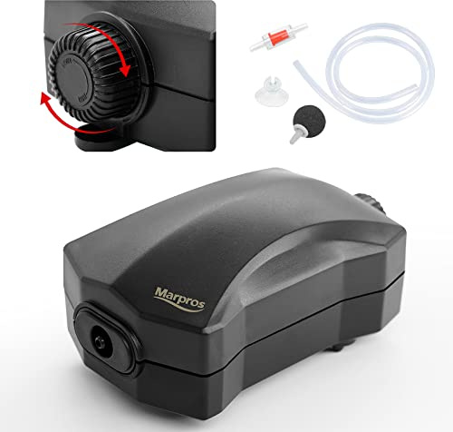 Marpros Aquarium Air Pump for Fish Tank, Adjustable Air Bubbler with 1 Outlet, Super Quiet Oxygen Pump for 10 to 30 Gallon with Accessories