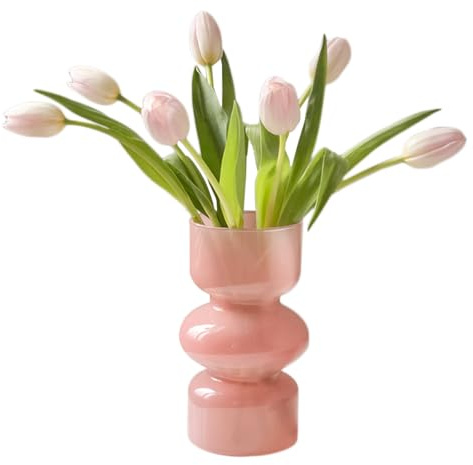 KOOMUAO Blumenvase Glas,Kreative Blumenvase Bubble Vasen Deko, Moderne Glasvasen Klein Hydroponic Tulpenvase,Kleine Vasen für Tischdeko,Glasvase für Haus/Büro/Hochzeit/Party (Rosa)