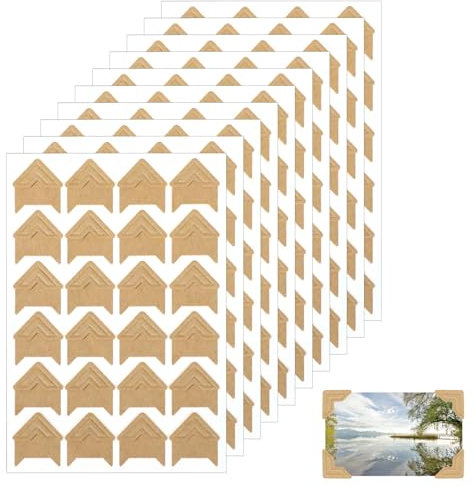 Giantree 10 Blatt 240 Stück Foto-Klebeecken, Selbstklebend Foto-Klebeecken Sammelalbum Fotoecken Foto Ecken Klebe Foto Eck Klebepads Aufkleber DIY Dekorative für Postkarte Fotoalbum Tagebuch(Braun)