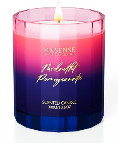 M&SENSE Mitternacht Granatapfel Duftkerzen im Glas natürliche Wachskerze mit Floralem Aroma Luxus Aromatherapie Kerze für Entspannung kerze aesthetic Geschenke für Frauen Männer 300g 60 Std.