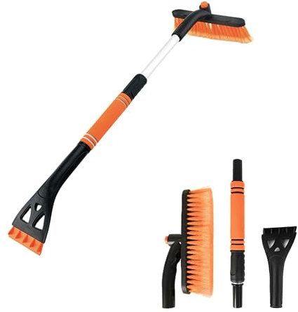 Desdira Auto Eiskratzer, 2 in 1 Schneebesen mit Eiskratzer, 360° drehbarem Schneebürste, mit rutschfestem Schaumstoffgriff für Autowindschutzscheibe und Fenster, geeignet für LKW und SUV