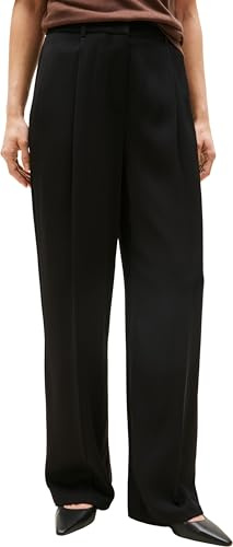 Tommy Hilfiger Pantalón de Tela Mujer Twill Straight Pants Relaxed Fit, Negro (Black), 46