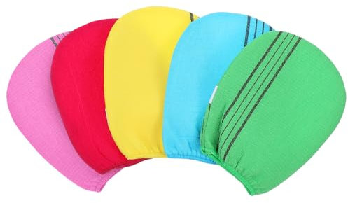 Wanmu Koreanisches Peeling-Handschuh, 5 Stück große Größe Peeling-Handschuh, Peeling-Waschlappen, Koreanisches Peeling-Tuch zur Entfernung von Hautschuppen, Trockenheit Koreanischer Körperpeeling