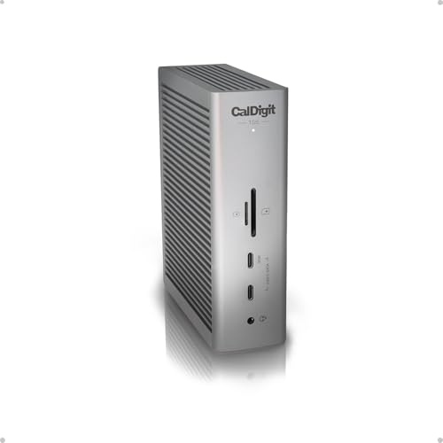 CalDigit TS5 Thunderbolt 5 Dock - 15 Port, 140W Charging, 80Gb/s TBT 5 x 4, USB-C 10Gb x 3, USB-A x2, 2.5Gb Ethernet, Dual 8K@60Hz Displays, SD & microSD UHS-II, 1m Braided Cable, Space Gray 240W PSU