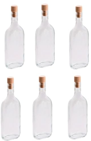 COSE DA CASA 6 Bottiglie in vetro 350 ml con tappo fiaschetto per profumi liquori limoncello decorazioni decoupage bomboniera bottigline olio sali minerali collezione