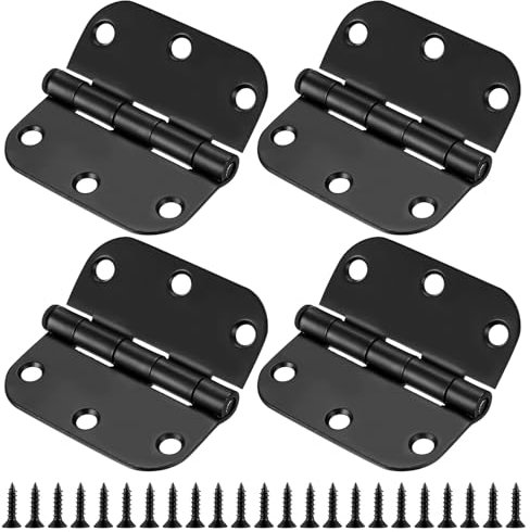 4 Pcs Charniere Porte Lourde, Charnières de Porte Pliables Noires, Charnières de Porte Pliantes, Charnieres pour Intérieures Extérieures Fenêtres Armoires Piano (76 x 76 mm)