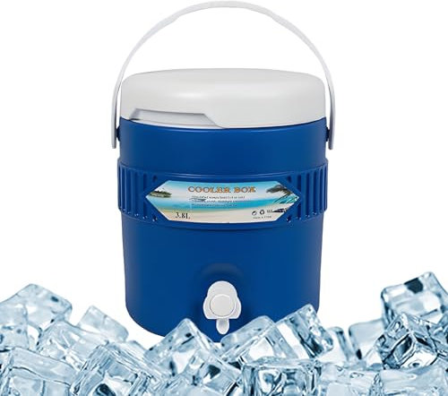 Seau à glace isotherme, Pichet isotherme 3,8 L avec couvercle et poignée, Distributeur d'eau portable, Conteneur isotherme pour pêche, camping, sport, randonnée, événements