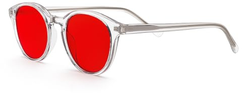 Puremind Gafas Bloqueadoras de Luz Azul con Lente Roja – Protección Pantalla Ordenador + Antifatiga + Mejora del Sueño + Montura Transparente Unisex – Gafas para Luz Azul