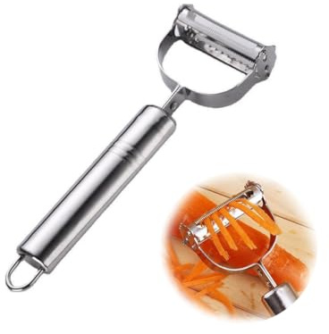 Pelapatate, 2 Pezzi Pelapatate Multifunzione, Grattugie, Sbucciatore universale, Acciaio Inox Peeler di Frutta, Adatto per Pelare per Mele, Carote, Cetriolo e Varie Verdure e Frutta, Pelapatate