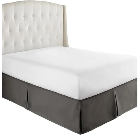 Plisse - Mantovana giroletto senza pieghe, morbida, confortevole, 38 cm, grigio scuro, 135 x 200 x 35 cm, perfetta per un'elegante decorazione della biancheria da letto e di facile manutenzione.