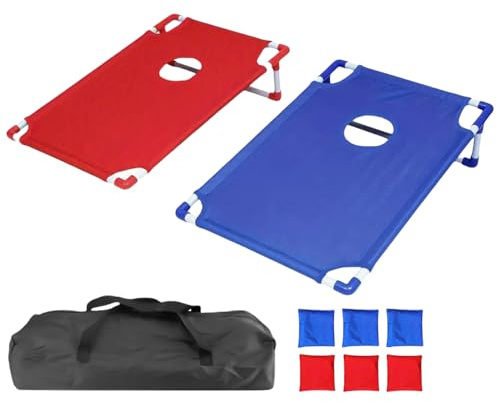 Sghtil Beanbag Juego de lanzamiento al aire libre – Juguete de cornhole para adultos – tablero de juego plegable 58 x 51 cm para familia, viajes, pícnic, jardín, parque