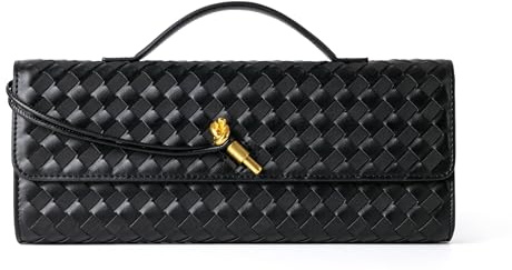SHOFUL Woven Purse for Women Evening Clutch Woven Leather Handbags Crossbody Bag Formal Evening Bag