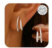 Diamday Pendientes Mujer Oro/Plata Pendientes Post Plata de Ley 925 Hipoalergeni Stud Hoop para Oídos Sensibles Pequeño Minimalista Pendiente Joyería Moda Regalos