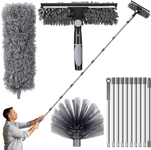 DESPOINA Spolverino per Polvere Allungabile 6m, Togli Ragnatele Allungabile da 1,5 a 4,9 m, Cattura-Polvere Telescopico in Microfibra Lavabile, per Soffitti, Tapparelle, Ragnatele (Grigio)