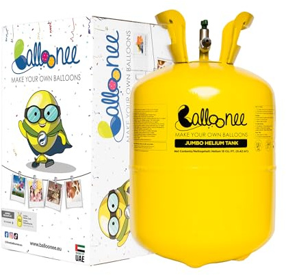Balloonee Jumbo, set di bombola di gas elio usa e getta, per circa 50 palloncini | 400 litri di gas elio per riempire palloncini in pellicola e lattice, ideale per decorazioni di compleanno e