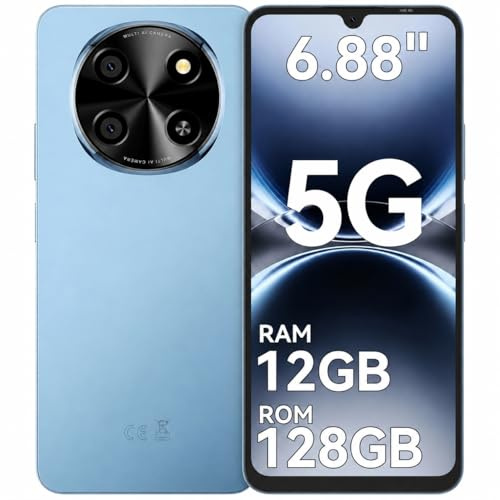 2026 New Slim Mobile Phones, 5G Smartphone, 6.88HD Android Phone, NFC,Blue | 120Hz, 12GB+128GB/2TB TF Octa Core, 5000mAh Dual SIM Unlocked Smartphones, 18W, Rear 16MP +8MP, Fingerprint / FaceID,For Gift